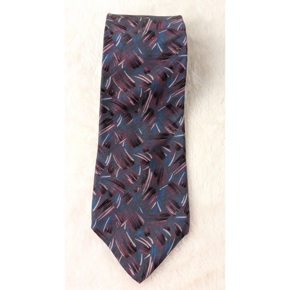 Enzo‎ Brunatti Men's Tie Abstract Brushstroke Pattern Purple Blue Black Neckwear